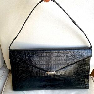 Vintage Lauren Ralph Lauren Alligator embossed leather Clutch shoulder purse